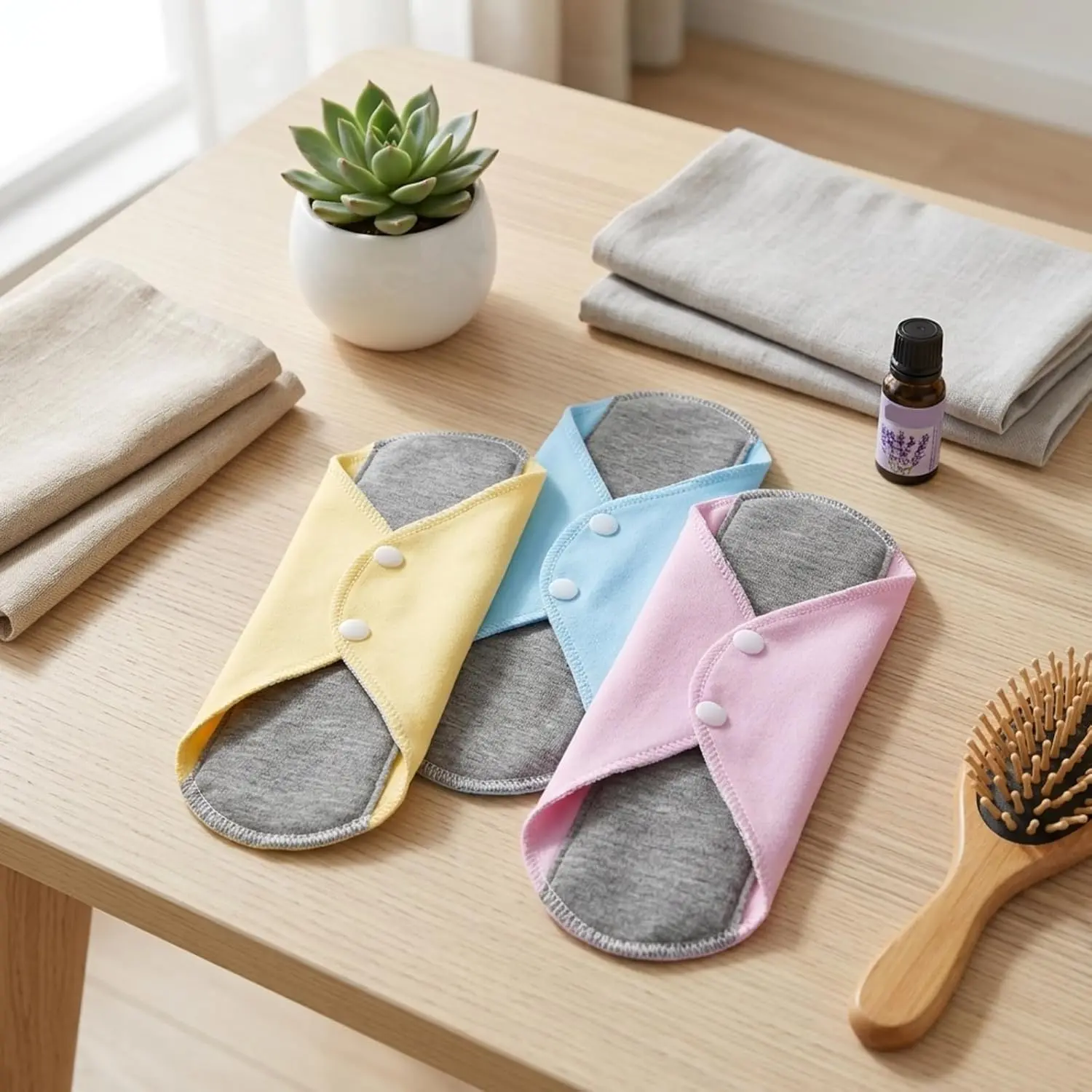 4PCs-Reusable Washable Sanitary Pads, Breathable Cotton Bed Protectors, Leak-Proof Washable Incontinence Pads, Graphene Washable Menstrual Pads, Reusable Incontinence Bed Pads, Cost-Effective Washable Incontinence Pad 4 Count Multicolor