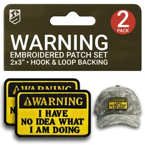 Warning Patch Set – 2Pcs I Have No Idea What I Am Doing Funny Tactical Morale Patches (2x3 Inches)