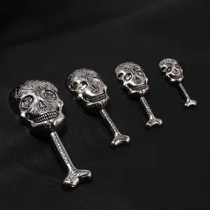 Skull Design Spoon Set, 4 Counts/set Creative Alloy Coffee Spoon, Halloween Decorative Party Spoon, Tableware Utensils for Home Kitchen Dining Room, Spoons Set