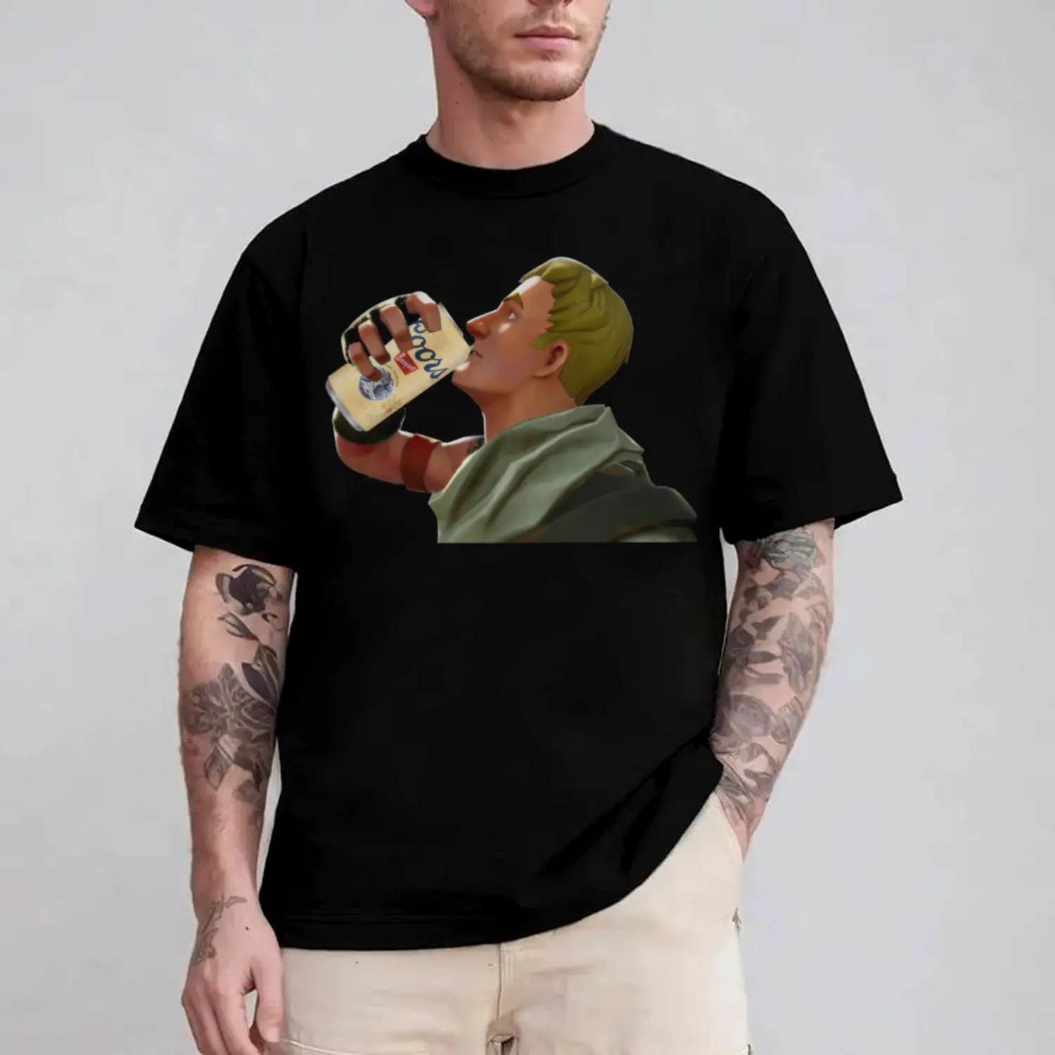 F0rtnitee Drinking Coors Banquet TShirt - Men's Short Sleeve Streetwear Top, Gift For Men And Women
