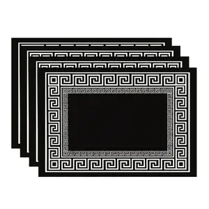 4/6pcs Set - Elegant And Easy Solid Black Placemats, Minimalist Chinese Design - Suitable for Holiday Parties And Everyday Use in Kitchens And Dining Rooms, Coasters, Rectangular Decorations, Home Decor, Perfect Gift Placemats, Party Placemats