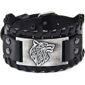 Viking Bracelet Wolf Fenrir - Vintage Nordic Scandinavian Talisman - Gothic Bracelet for Celtic Pagan