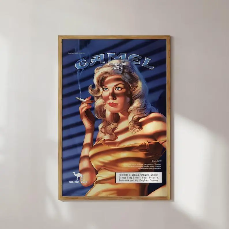 [Up to 65% Off][Free Shipping] Unframed Camel Vintage Graphic Paper Poster, Artistic Female Cigarette Reproduction Print, Modern Home Decor Decoration for Kid Room-Balcony-Bathroom, Wardrobe & Map-Themed Accent, 20x30, 24x36 Anime Wall Art (No Frame)