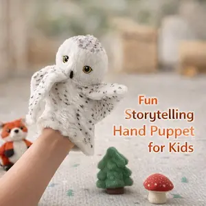 Snowy Owl Shaped Kids' Fun Storytelling Plush Hand Puppet, Moveable Stuffed Animal, Spotted Owl Design, Safe Soft Plush Material, Ideal for Parent-Child Interaction