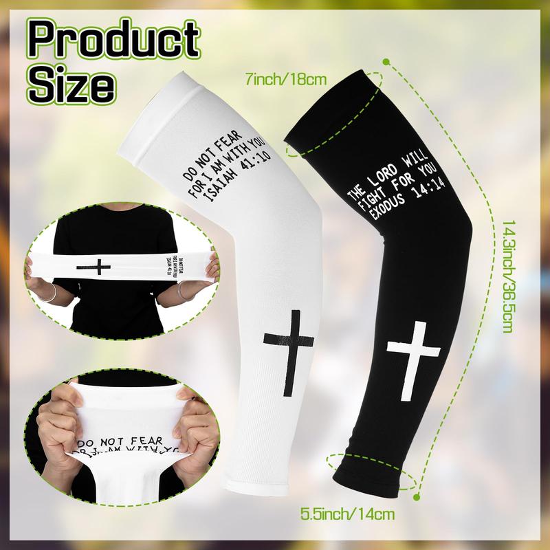 6 Pairs Easter Faith Cross Arm Sleeve Christian Cooling Arm Sleeves  Bible Verses Arm Sleeves for Men Women Football Basketball Baseball Running Cycling Summer Outdoor Activities Protection Arms Easte Basket Stuffer