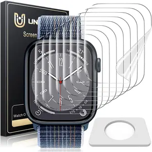 8 Pack for  Watch Series 9/8/7 Screen Protector 45mm, [ Asorption] [Flexible TPU Not Glass][Bubble Free] iWatch Anti-Scratch Replacement Protection  Clear iWatch Cover Soft Film