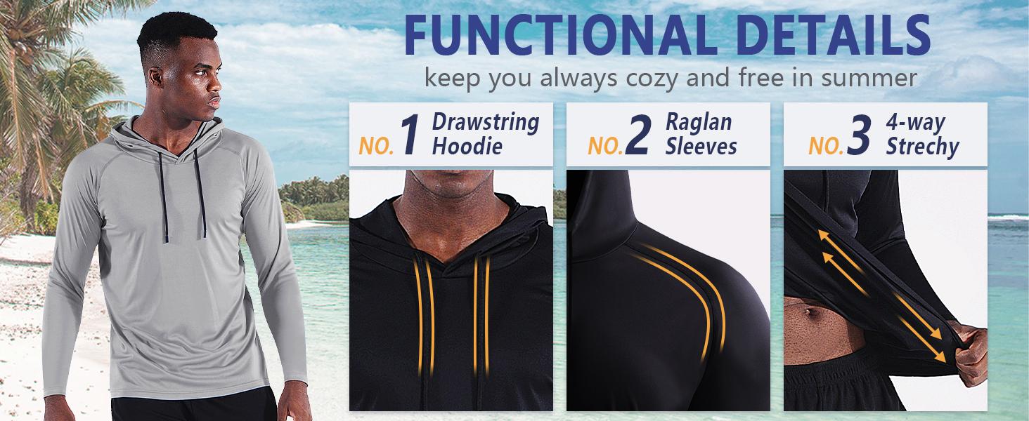 Men's Lightweight Performance Hoodie, Breathable Quick-Dry Workout Hooded Sweatshirt, Active Athletic Pullover for Running, Gym, Training and Outdoor Sports