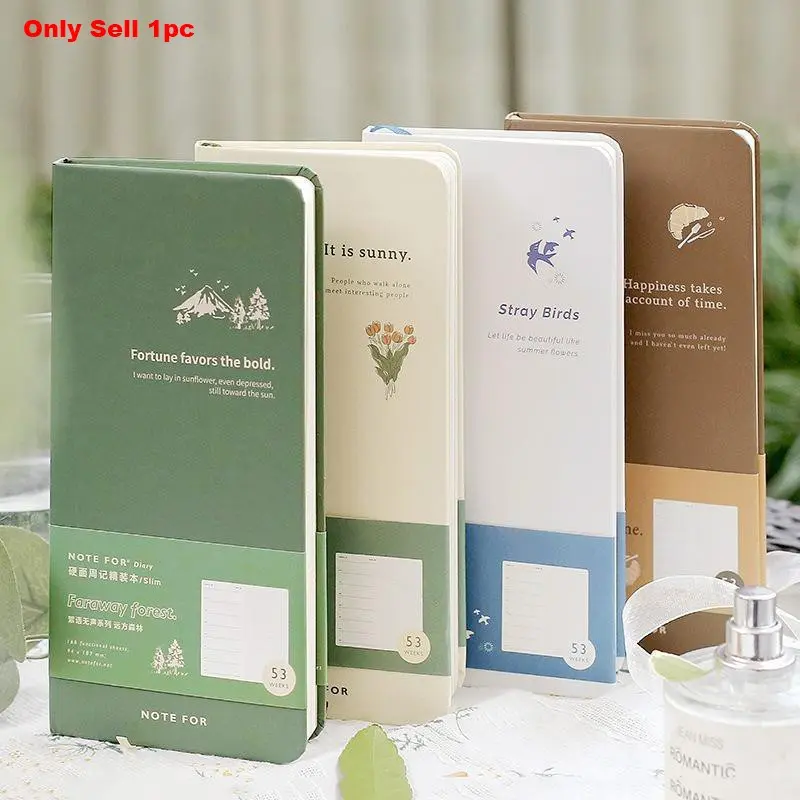 1PC Self-Fill Yearly Exam Planner Notebook, Quiet Forest Style, Fresh Vintage Diary, 1pc Hand Account Book, Travel Diary Notebook, Ideal for Students, Aesthetic School Supplies, Travel Diary Journal