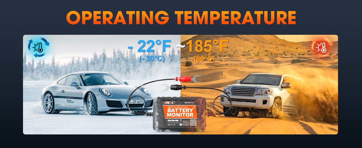 ANCEL BM300 Pro Bluetooth Battery Monitor | 6V/12V/24V Battery Health, Cranking & Charging Test, IP67 Waterproof for Car/Truck/Motorcycle/Boat
