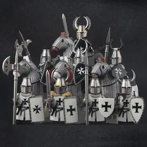 Medieval Knight Serie Figures Building Blocks Warrior Soldiers Guards Lion Heart Hospital Teutonic Knight Battle Pastor Kid Gift