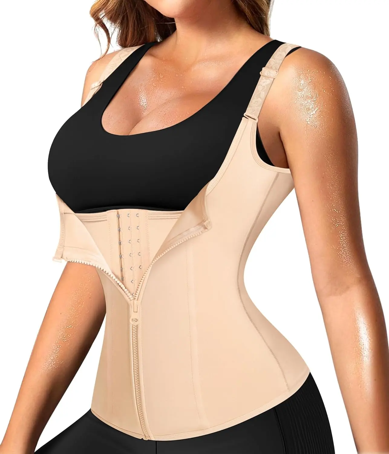 Nebility Waist Trainer for Women Corset Shapewear with Zipper Adjustable Straps Tummy Control Fajas Colombianas Daily Wear