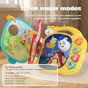 Interactive Music Book, 3 Game Modes, Colorful Rhyme Toy for Kids over 18 Months, Light, Sound, Music, Durable Plastic Educational Toy
