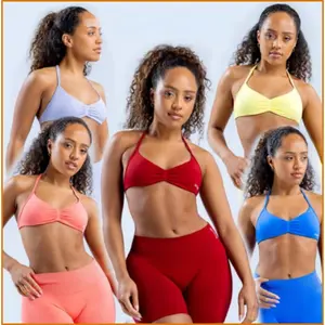 H Solara Outdoors High-Waisted Ribbed Shorts & Strappy Bra Seamless Workout Set