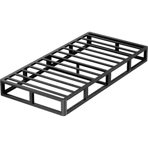 10 Inch  Metal Bed Frame Round Corner Low Platform Bed Frames 3000 LBS Heavy Duty Steel Slats Support Mattress Foundation No Box Spring Needed, Noise Free, Easy Assembly, Black