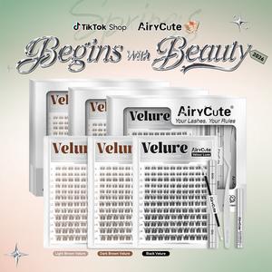 Velure | AiryCute Velour Luxe Collection Upgrade U Lashes with Ultra-Dense, Waterproof, Long-Lasting Lashes | Venus | Natural Daily | Beginner-Friendly DIY Lashes for a Flawless, Voluminous Look | Trendy & Must-Have Clusters #SummerVibe
