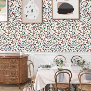 Abstract Art Flower Pattern Wallpaper, 1 Count Self Adhesive Removable Wall Paper, Durable Washable Wall Sticker for Home Decor Dining Room Living Room Bedroom