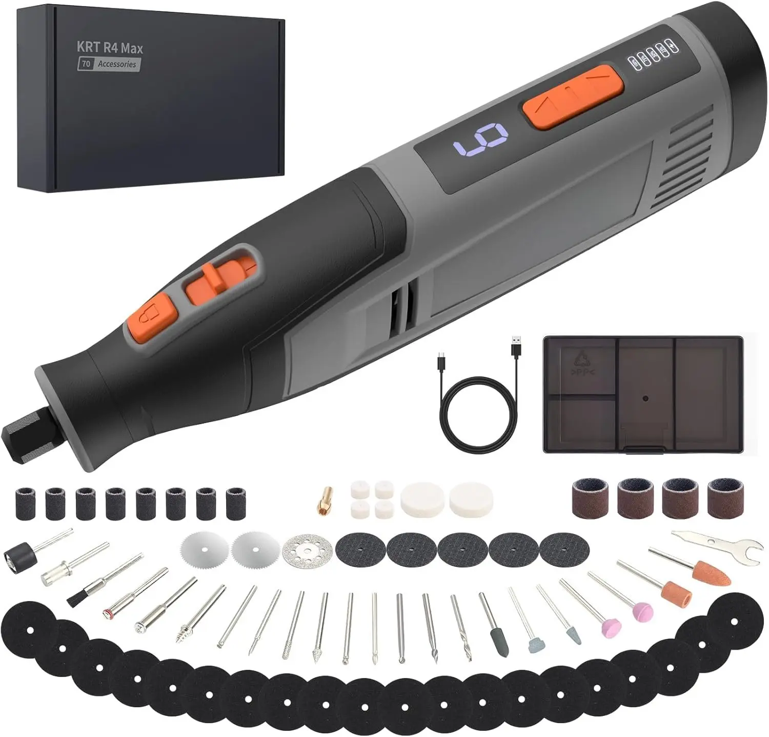 Cordless Rotary Tool, 4000mAh , 6-Speed, 28000RPM, Rotary Tool Kit with 70 Accessories Light duty Engraving Pen for Sanding, Polishing, Drilling, Etching, Grinding,  Carving