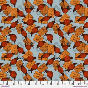 Snail Mail - Blue Love Letters by Club Hauer for Free Spirit Fabric PWRH135.BLUE