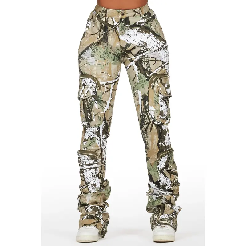 Alisson Tree Camo Cargo Super Stacked Jean