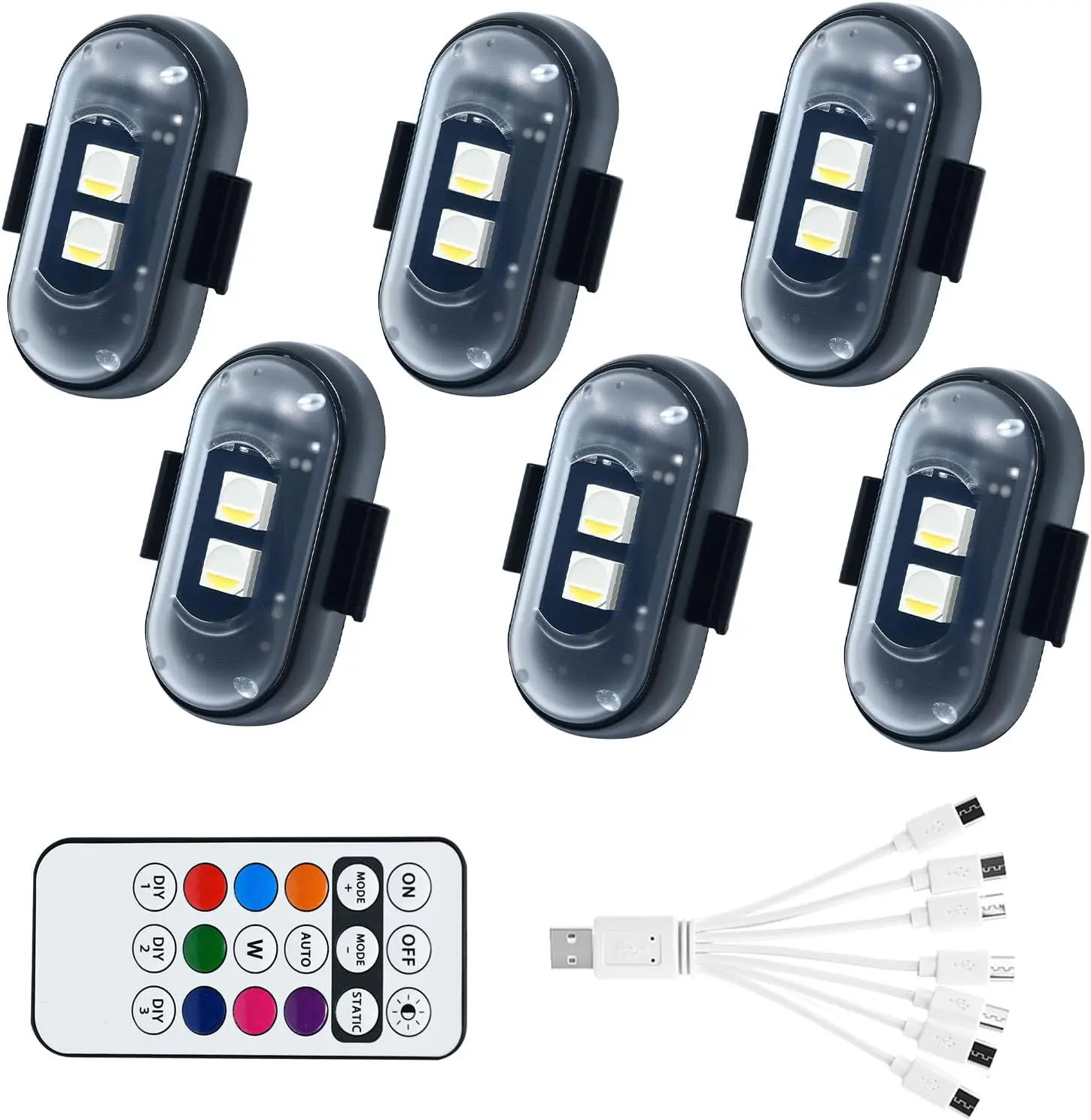 Wireless LED Car Light with Remote - USB Rechargeable Strobe Lights, Waterproof IP65
