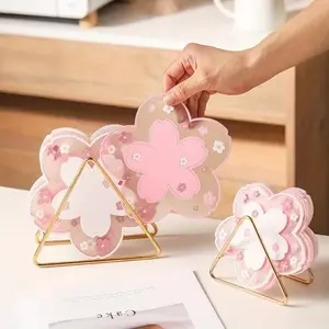 Kawaii Cherry Blossom Desk Accessories Set, Adorable Dual-Purpose Kitchen Decorative Placemat & Coasters, Heat Insulated, Home Decor & Office Organization