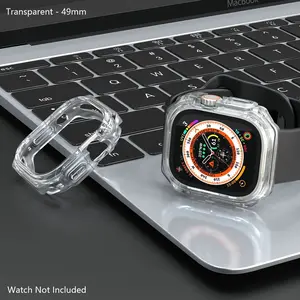 Transparent Dual Color Protective Case for Apple Watch 42/44/45/46/49mm, see-though Dual Layer Protection TPU + PC Bumper, Military Grade Drop Proof Cover for Business & Outdoor Activity for Ultra 3/2/1 & S11/S10/S9/S8/S7/S6/S5. 【Watch Not Included】