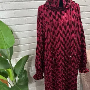 Double Hooded Velvet Abaya Dress with Tassel Detail for Women 60 inches Wudu Friendly Prayer Set