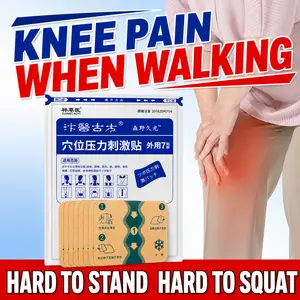 Knee-specific pain relief patch for soothing stiffness and pain in the knee; targets joint fluid buildup, synovitis, and acid-like burning/stinging caused by sports wear and tear; relaxes surrounding muscles and alleviates various discomforts associated w