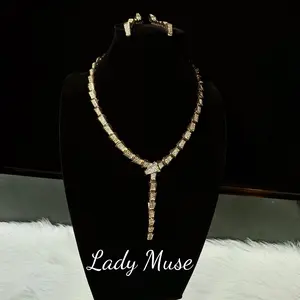 Golden snakelike set,925 silver #same design of necklace and earrings,gorgous,sexy,perfect for gift