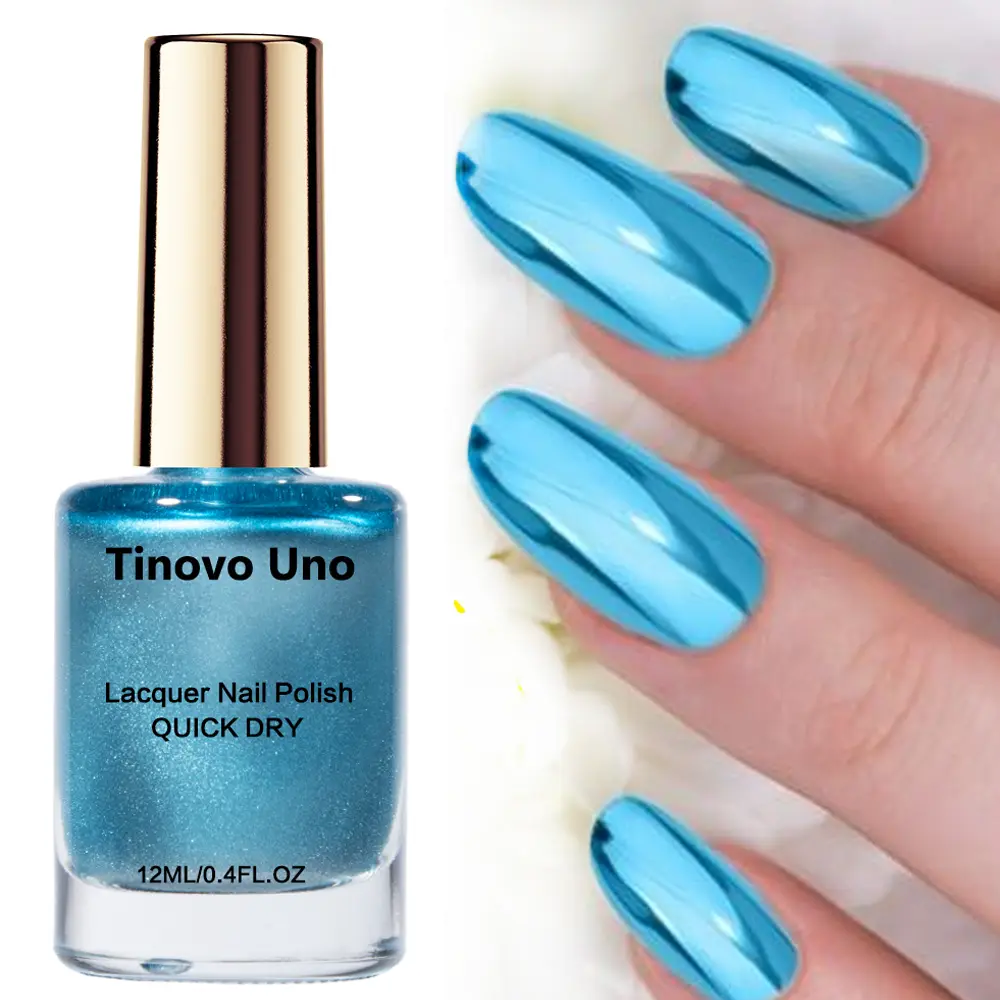 Tinovo Uno “Lacquer Nail Polish - Blue” - 12ml, Metallic Texture Blue Nail Polish, Alcohol-Free Quick-Drying Formula, Salon-Style Manicure Nail Art, Nail Products, A Must-Have Item For DIY Nail Art Enthusiasts!