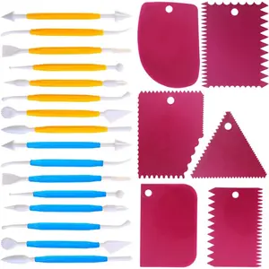 Fabulous Cake Scraper Smoother and Fondant Kit - 6 Decorative Scrapers Polisher and 16 Modeling and Sculpting Tools