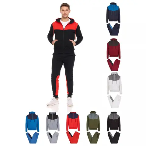 Men's 2 Piece Tech Fleece Zip Up Hoodie & Jogger Set casual hoodie