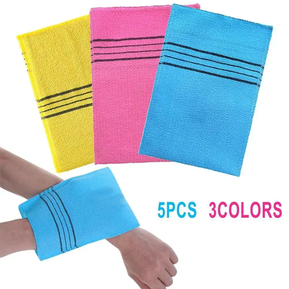 Korean Coarse-Grain Exfoliating Bath Gloves, 5Pcs Personal Mitts for Adults, Portable Exfoliating Back Scrubber Beauty Products