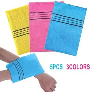 5Pcs Korean Coarse-Grain Exfoliating Shower Scrub Glove - Portable Mitt, Exfoliating Back Scrubber, Adults' Camping & Hiking Bath Wash Cloth