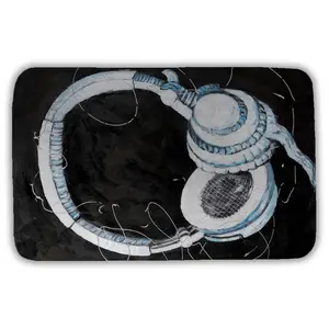 Begin Home Decor 5930-3421-MU26 21 x 34 in. Headphones Musical Blue Bath Mat - Home Decor Hobbies