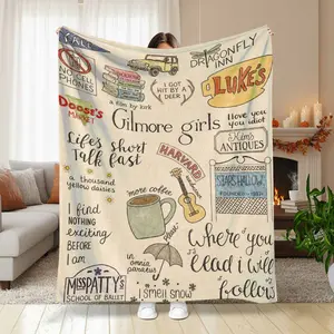 Gilmore Girls Letter Pattern Blanket, Slogan Print Blanket, 1/2 Counts Soft Warm Throw Blanket, Air-conditioned Room Blanket, Warm Nap Blanket for Home Office Travel Camping