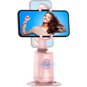 Auto Tracking Phone Holder, Auto Face Tracking Tripod, Portable All-In-One Smart Selfie Stick 360 Rotation Fast Face & Object Tracking Cameraman Robot Mount for Phone Video Vlog Live Streaming(Pink) LDP