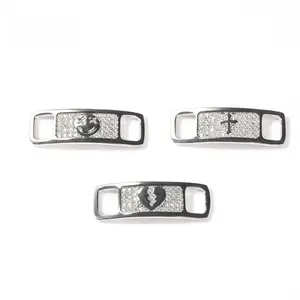 Stainless Steel Zircon-Embedded Shoe Buckle Accessories with "Smiley Face", "Cross" and "Broken Heart" Designs – Hip-hop Style Trendy Jewelry for Gifting