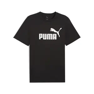 PUMA Mens Essentials Logo Crew Neck Short Sleeve Casual Tops Casual - Black