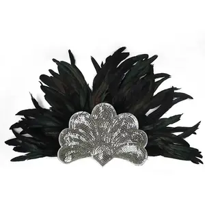 New Feather Headdress Indian Headdress Carnival Adult Show Performance Decoration Black