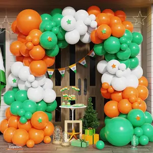 Green and Orange Balloon Garland Arch Kit 172Pcs Green, Orange and White Latex Balloons for Birthday Graduation 15th August India Day Party Decorations