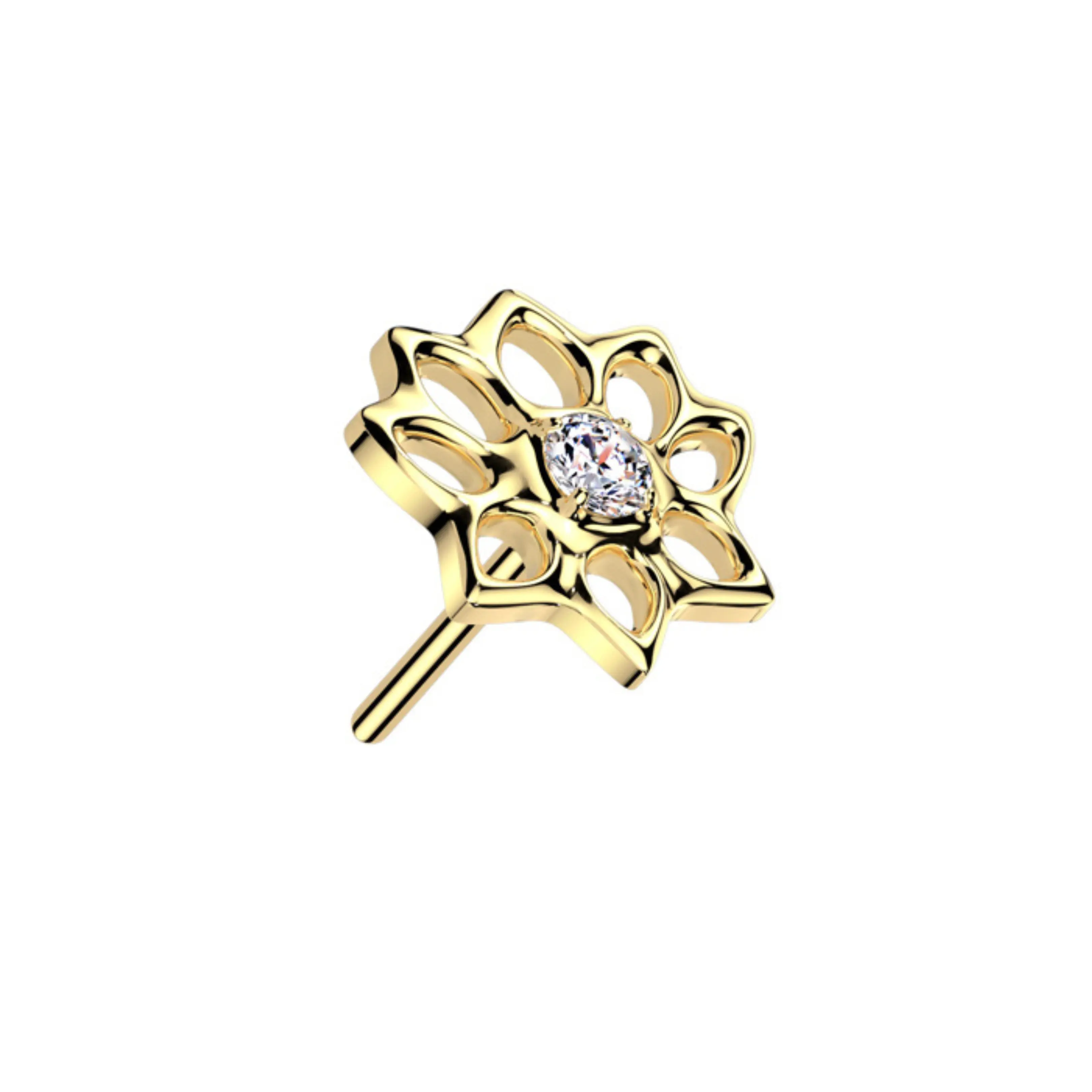 Lotus Flower Threadless Push In Top Titanium Hypoallergenic for Nose Piercings