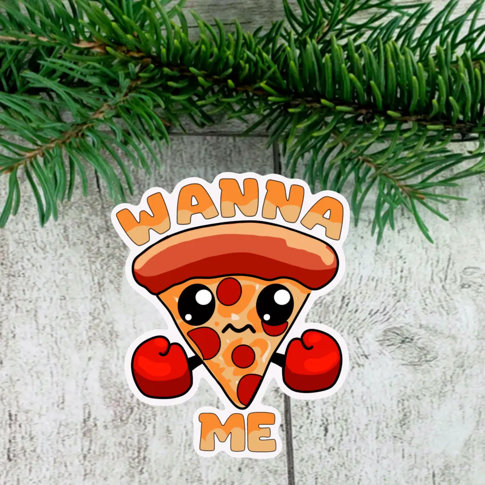 Deliciously Cheesy: Wanna Pizza Me Vinyl Sticker for Food Lovers