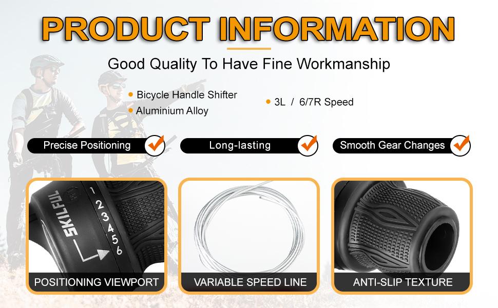Bicycle 21 Speed Shifter Lever Revoshift Shift Lever Set, 3 x 7/6 Speed Grip Shift Left and Right Shifter for Mountain Bike with 1 Pair of Non-Slip Rubber Bike Handle Bar Grips