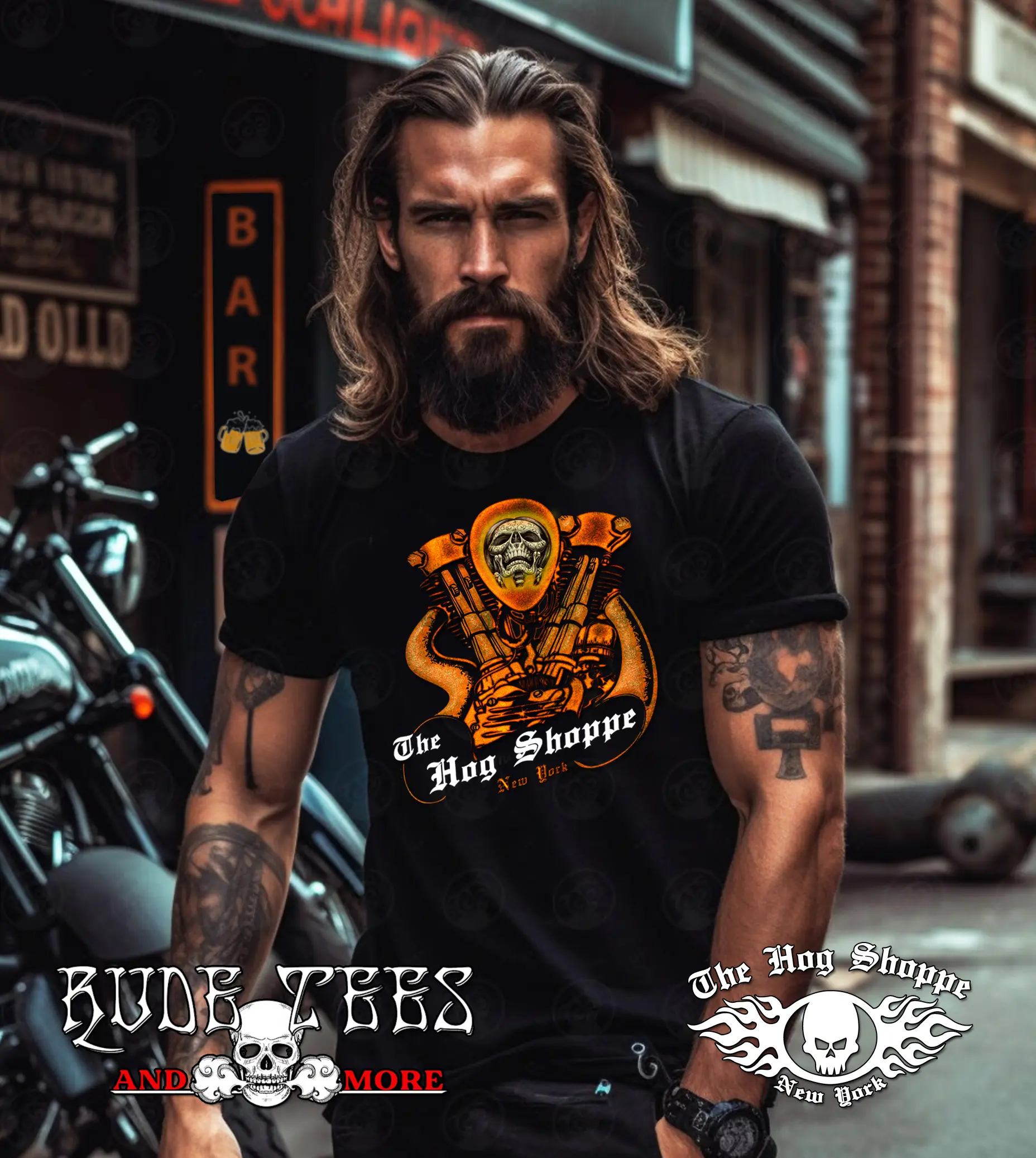 Hog Shoppe Knucklehead Biker Tee | Motorcycle Graphic T-shirt