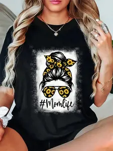 100% Cotton Bleached Sunflower Mom Life Tees For Mother's Day T-Shirt