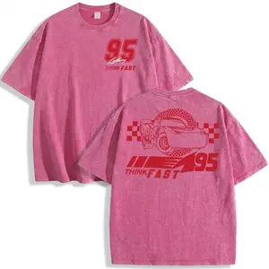 Men's Classic 95 Lightning Racer Oversized Round Neck Sporty Sports Top - Short-Sleeve Gym T-Shirt, Magic Kingdom Vacation Graphic Casual Menswear, Sporty Sports Tops