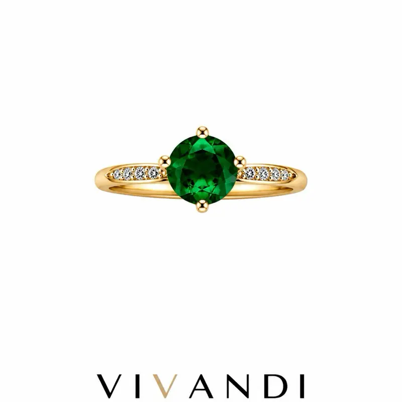 Vivandi Green Solitaire Ring