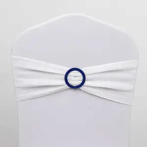 20 Pack Diamond Round Chair Sash Band Buckle Pins Royal Blue - Timeless Rhinestone Napkin Rings 2.5"