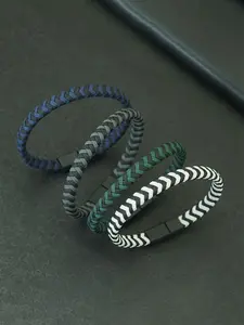 Men's Braided Faux Leather Magnetic Bracelet, Simple Dual Color Criss Cross Wristband, Outdoor Cycling Hand Ring, Casual Style, Twisted Bracelet, Fashionable Bracelet, Bracelet Design